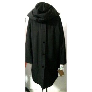 NWT L Womens JANE POST BLACK 3 in 1 LORO PIANA WOOL DOUBLE COAT JACKET $1250 Hoo